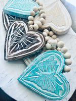 Carved Wooden Hearts