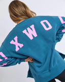 FOXWOOD CREW OCEAN/NEON PINK