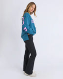FOXWOOD CREW OCEAN/NEON PINK