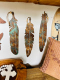 Copper patina feathers