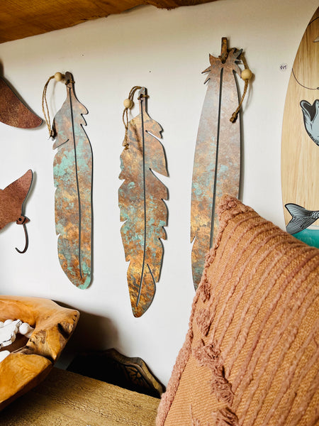 Copper patina feathers